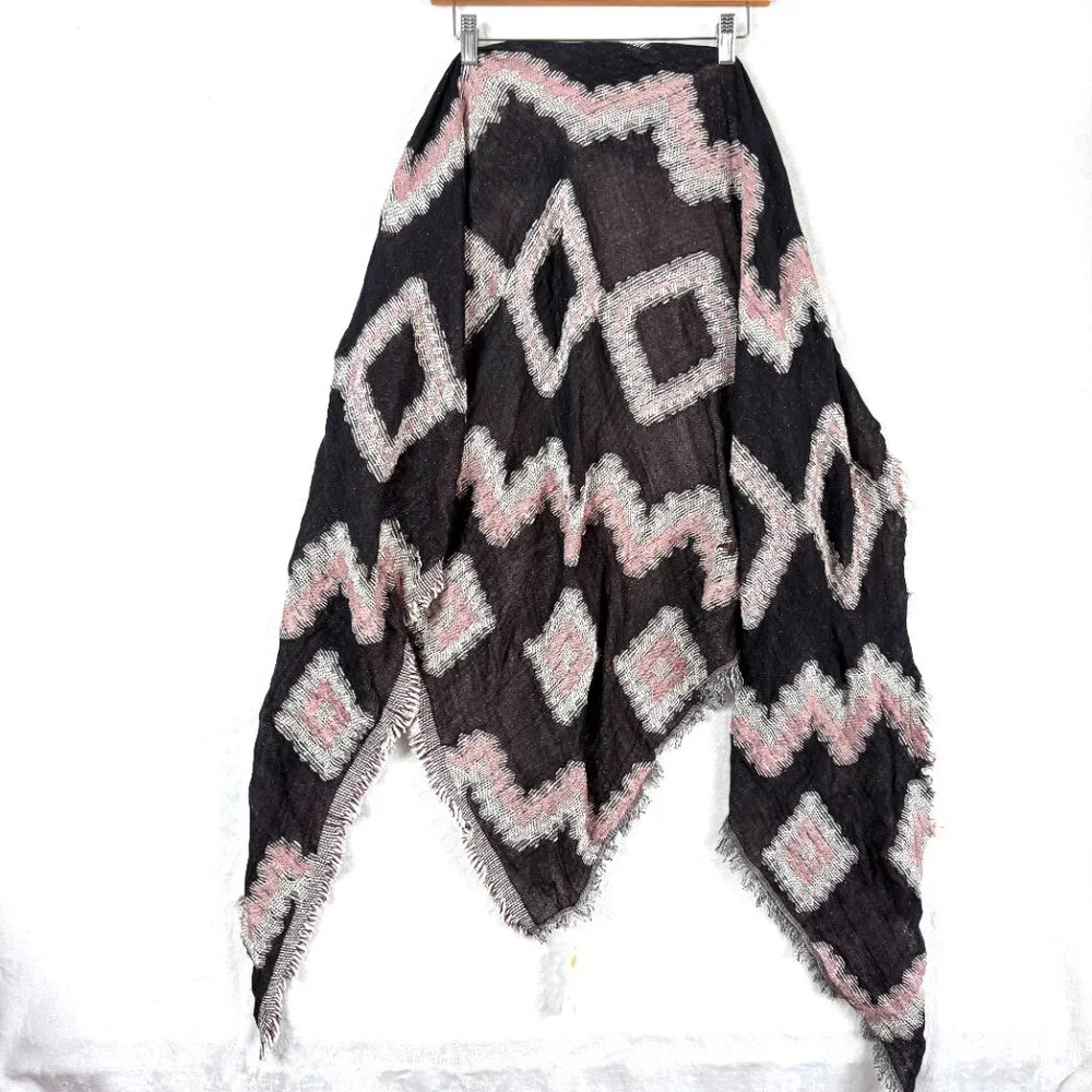 Landry Gauzy Embroidered Triangle Scarf Shawl Womens Multicolor NEW